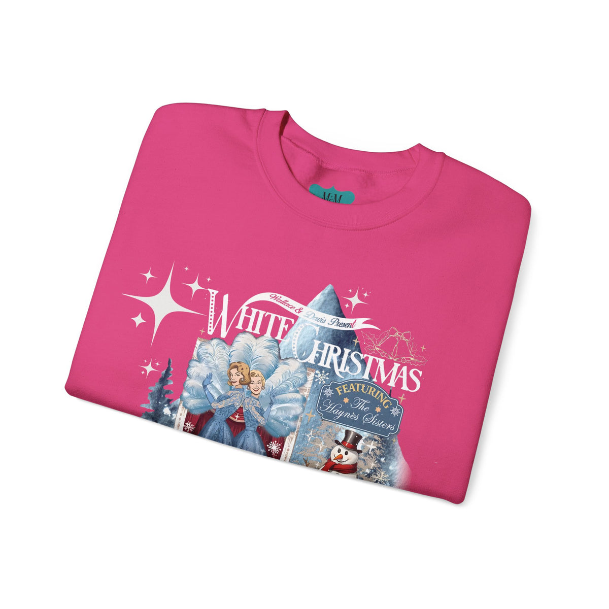 Sister Sister, White Christmas Wallace And Davis, Holiday Kitsch Unisex Heavy Blend™ Crewneck Sweatshirt - Mid Century Modern Gal