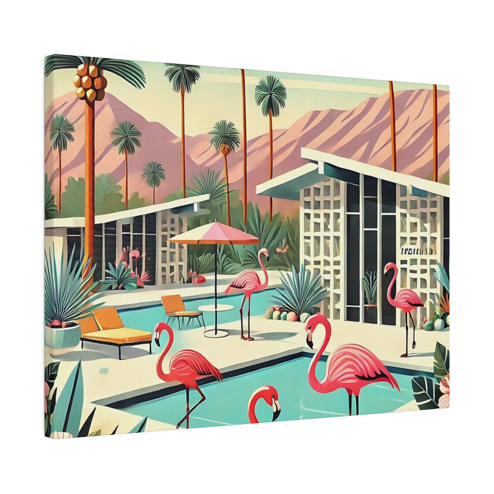 50s Mid Century Modern Wall Art, Palm Springs Flamingo Breeze Block MCM Art