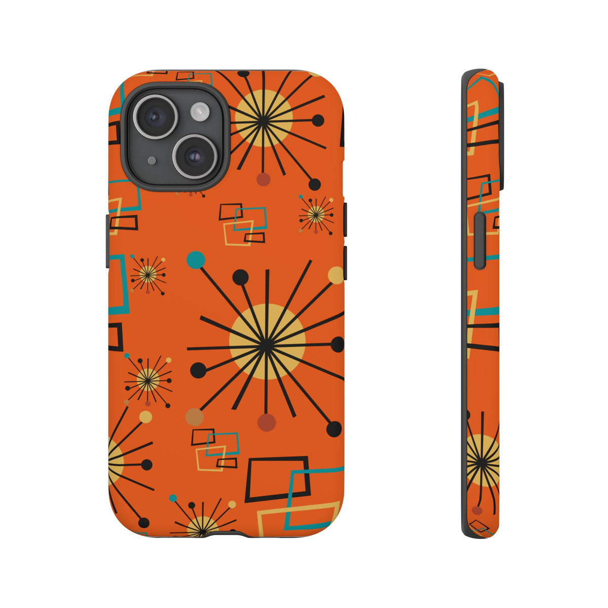 Mid Century Modern Sinatra Orange, Starburst, Geometric Funky Fun Tough Phone Case