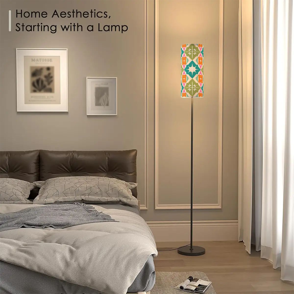 Mid Century Modern Atomic Starburst Diamond, Orange, Green Teal Retro Floor Lamp - Mid Century Modern Gal