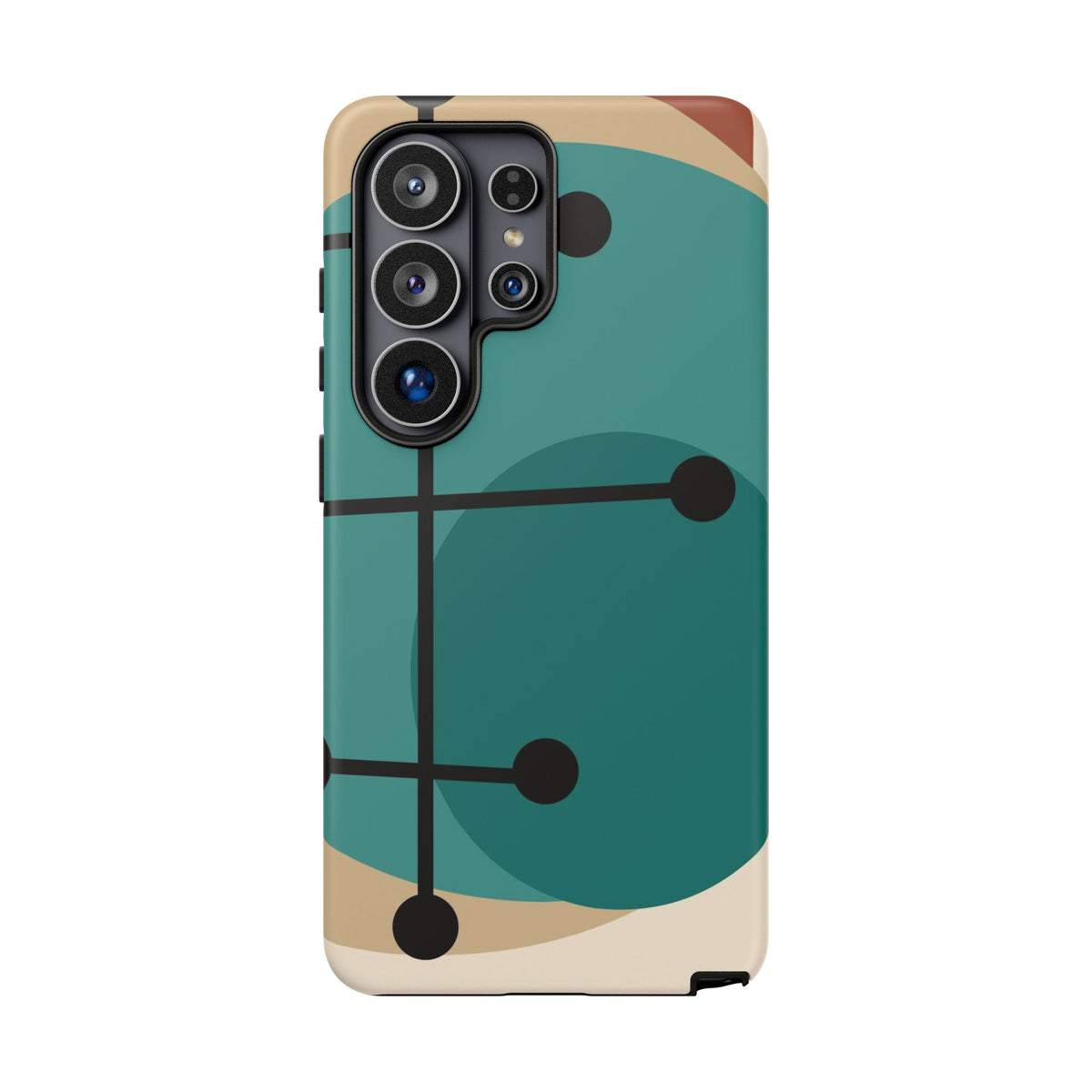 Mid Century Mod, Geometric, Retro Beige Teal Blue, Smart Phones Tough Phone Cases