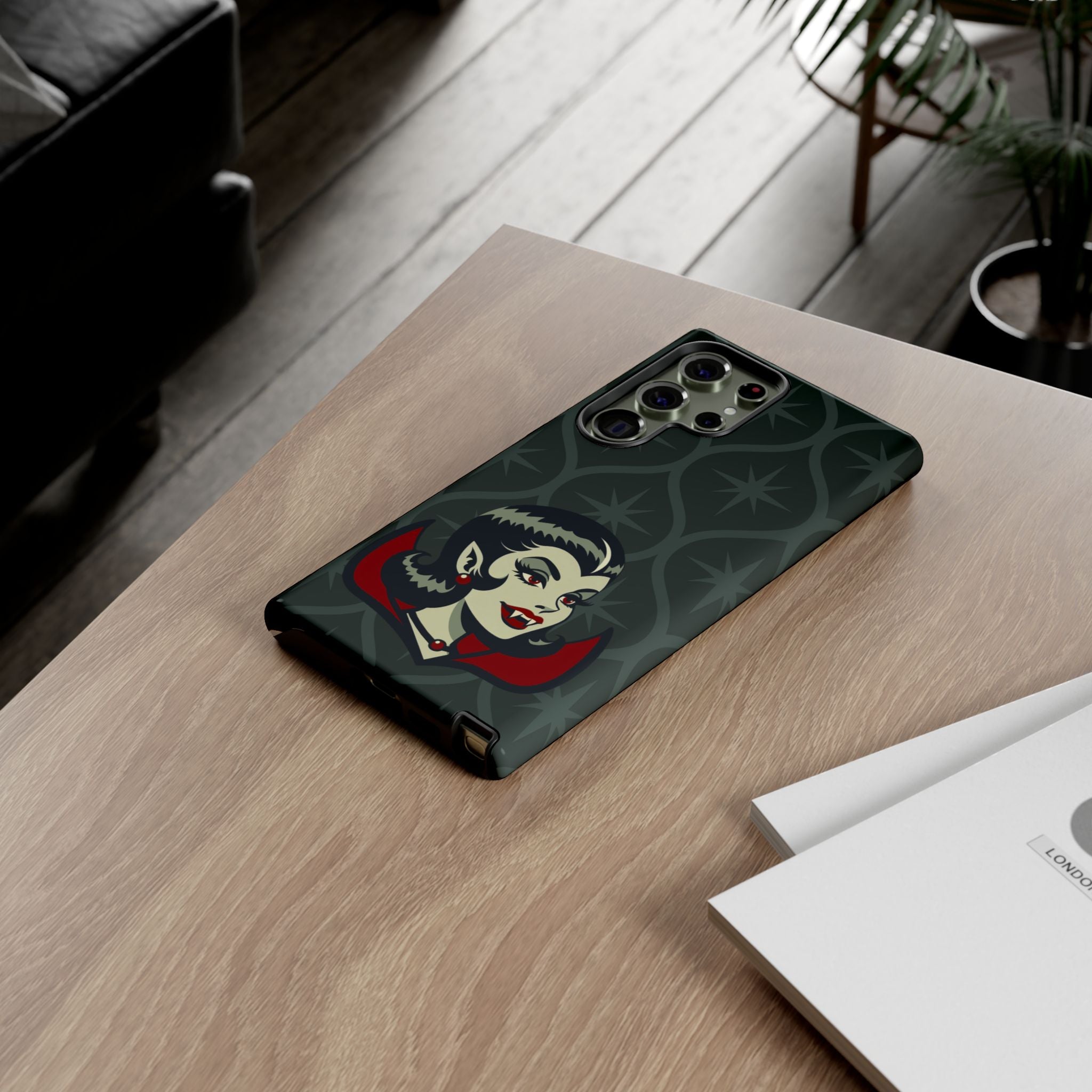 Vampire Dracula Girl Halloween Goth Horror Buff MCM Green Tough Phone Case