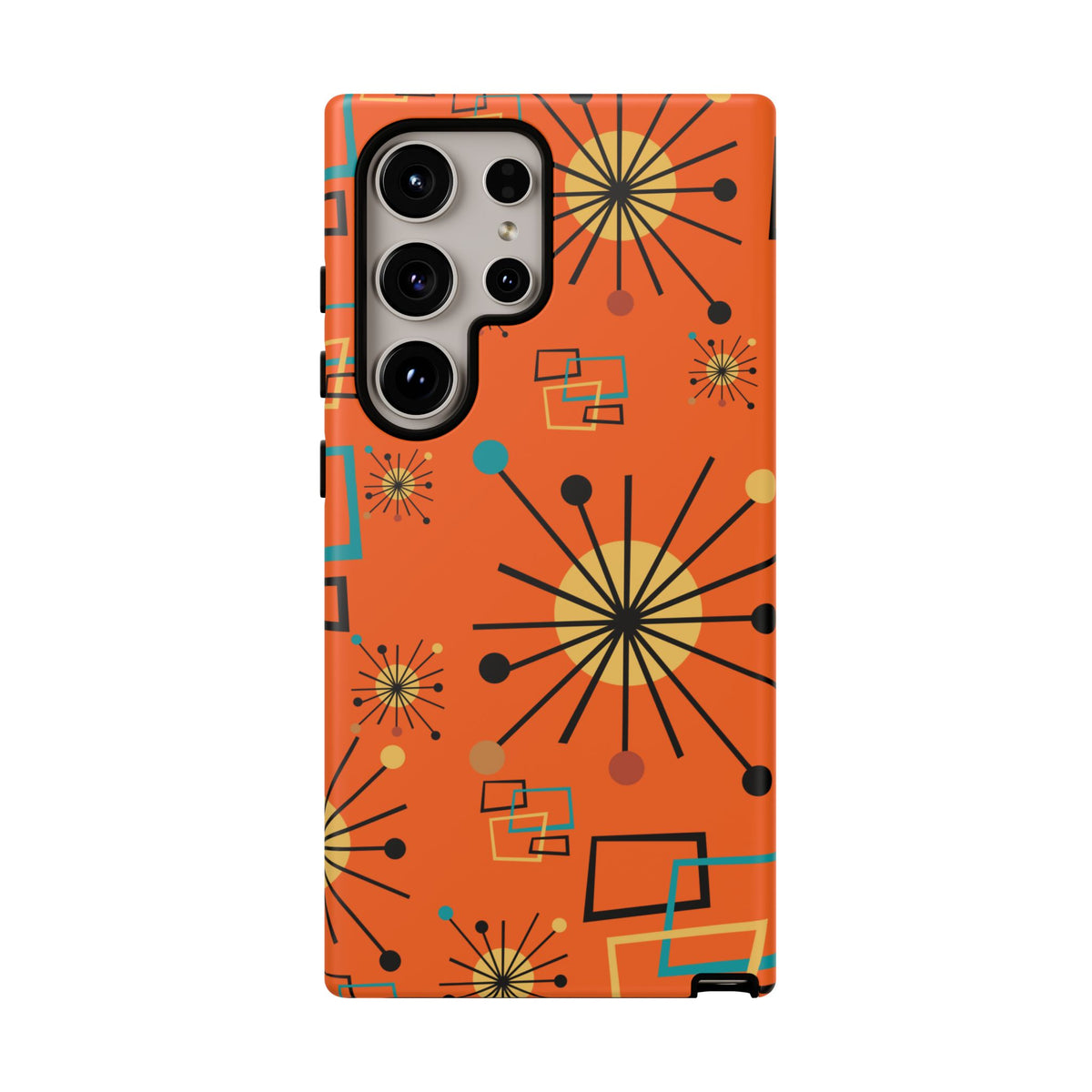 Mid Century Modern Sinatra Orange, Starburst, Geometric Funky Fun Tough Phone Case