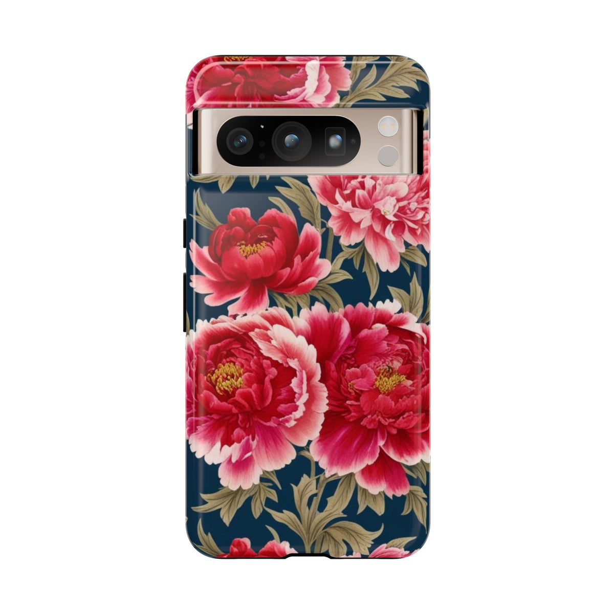 Chinoiserie Royal Blue Pink, Red Roses And Peony Floral Tough Phone Case