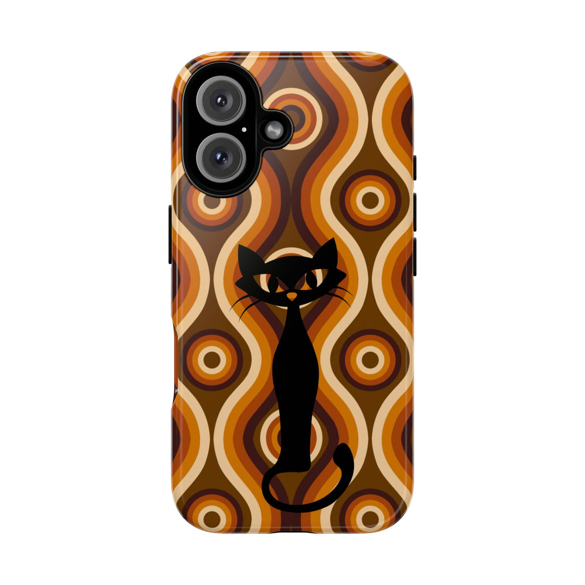 Retro Phone Case, Groovy Brown, Atomic Kitsch Cat Tough Smart Phone Cases