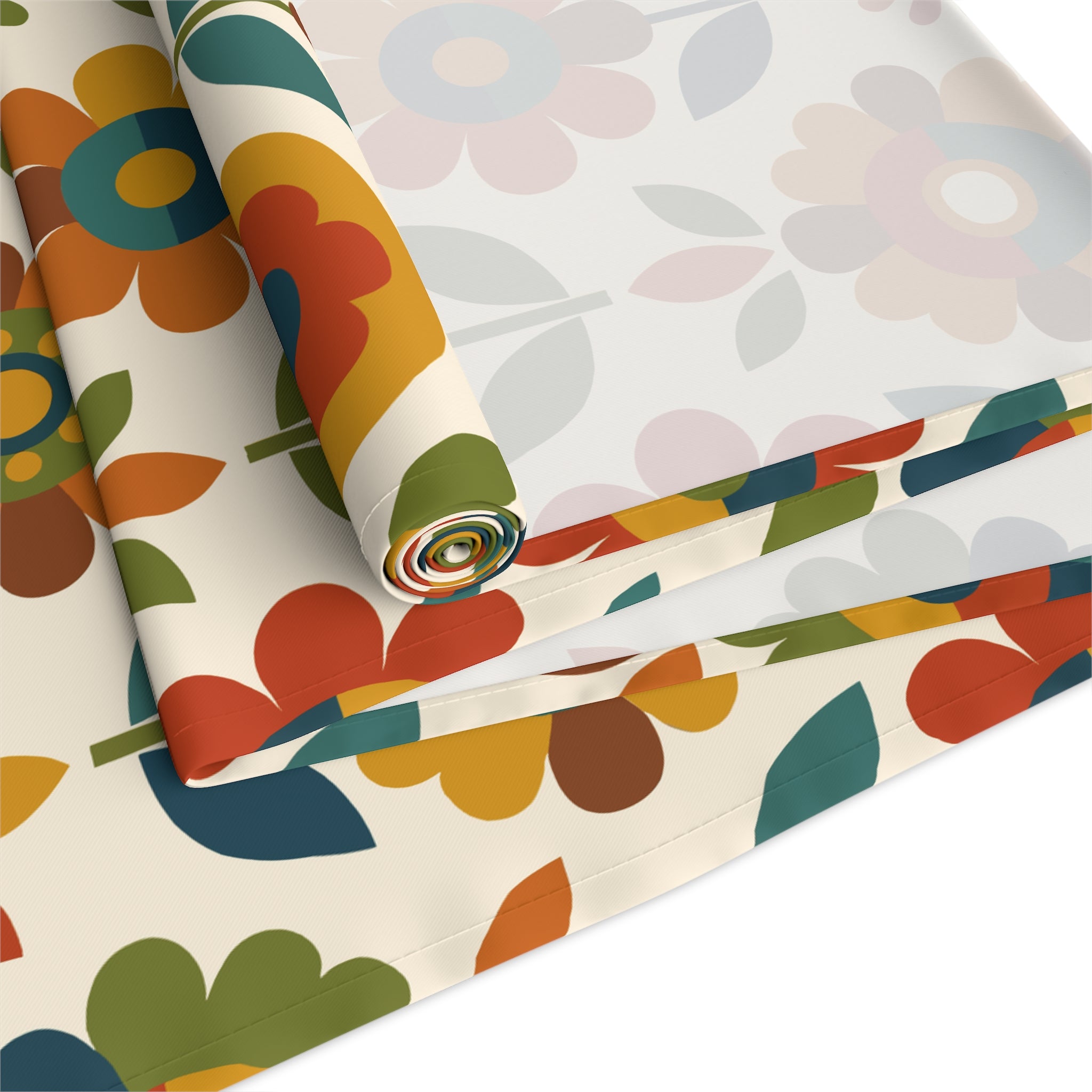 Mid Century Modern Scandinavian Floral Earth Tones Table Runner - Mid Century Modern Gal