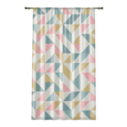 Mid Century Modern Sheer Curtain,Geometric Pattern Window Curtain - Modern Home Decor with Soft Colors - Mid Century Modern Gal