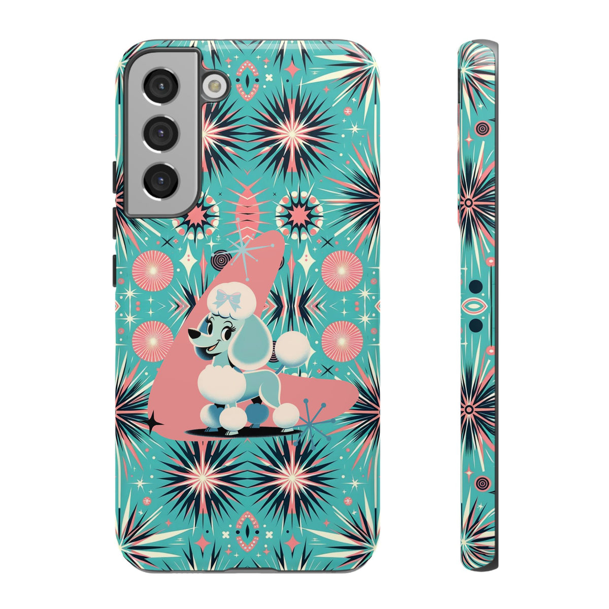 1950s Mid Century Modern Atomic Pink, Poodle Retro Smart Phone Tough Cases - Mid Century Modern Gal