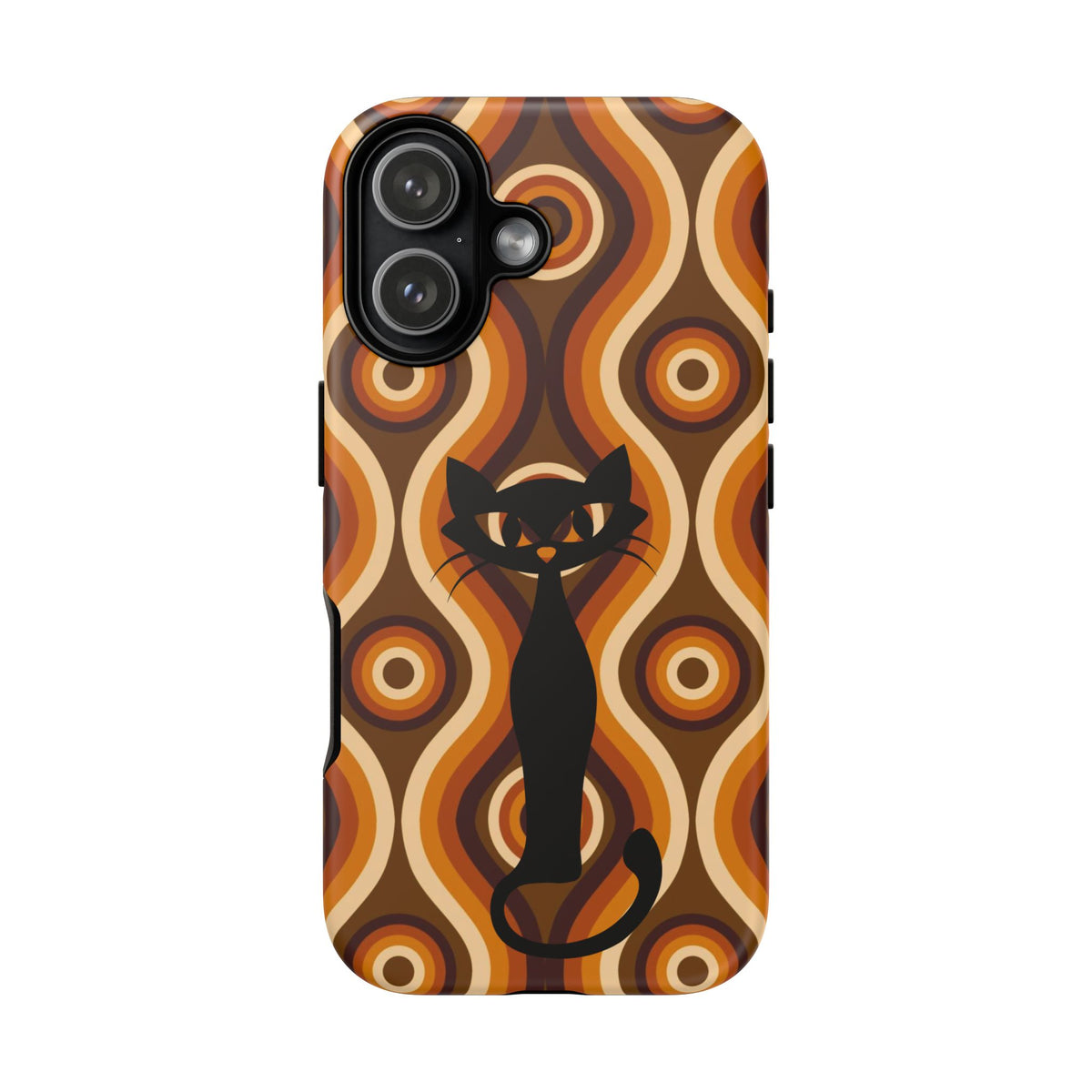 Retro Phone Case, Groovy Brown, Atomic Kitsch Cat Tough Smart Phone Cases