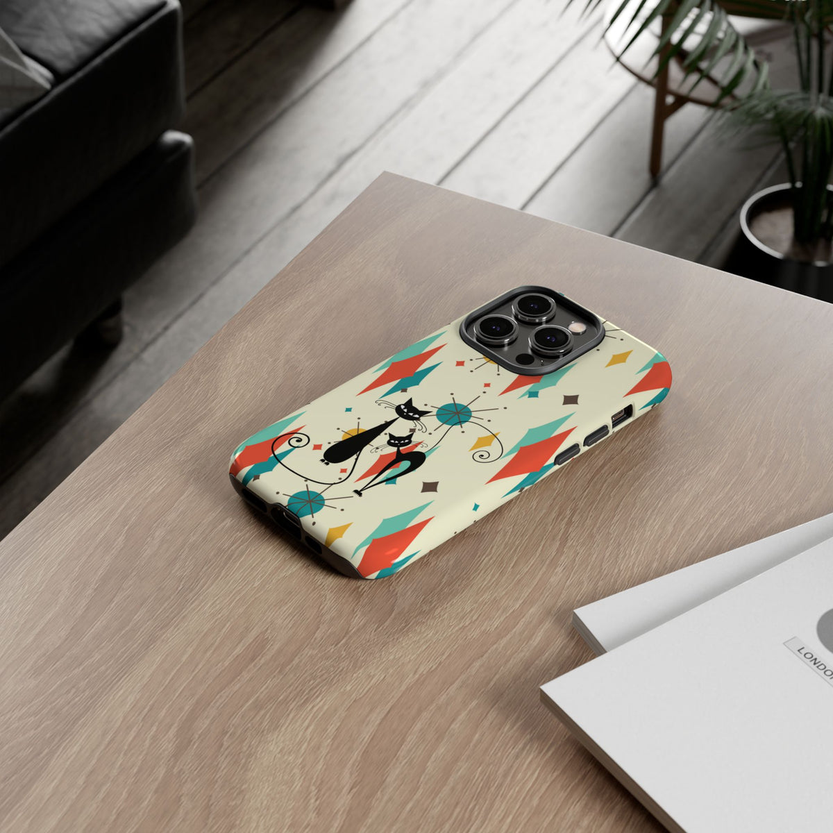 Atomic Kitty Cat, Mid Mod Franciscan Pattern, Kitsch Tough Phone Cases