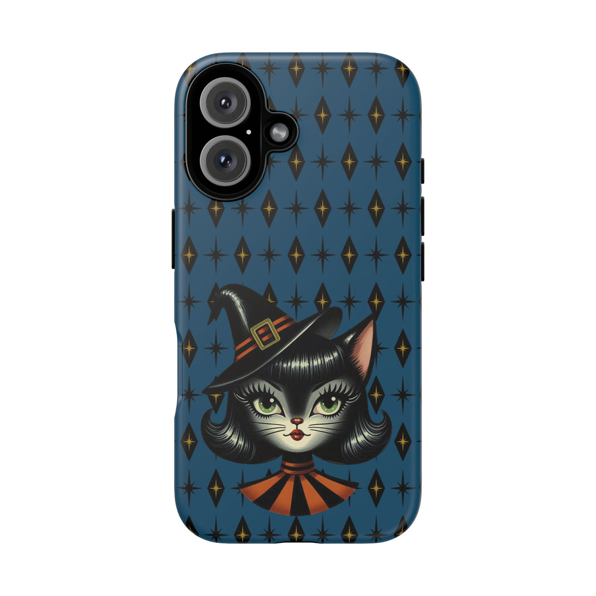 Vintage Halloween Black Cat Sexy Sexton Mid Century Modern Blue Tough Phone Case