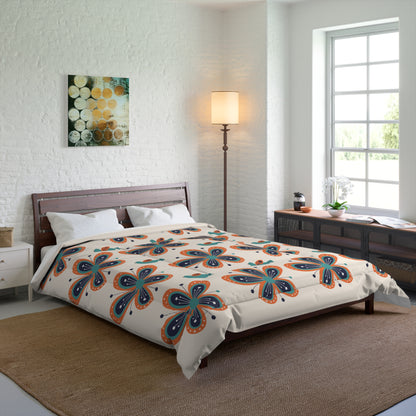 Scandinavian Floral Birds Modern Danish Pattern Comforter - Cozy Home Bedding for Relaxed Vibes - Mid Century Modern Gal