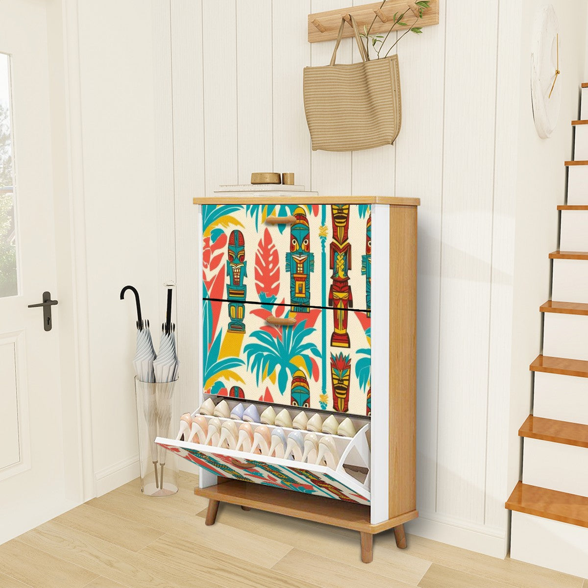 Mid Century Modern Tiki Idol, Retro Mid Mod Shoe Cabinet - Mid Century Modern Gal