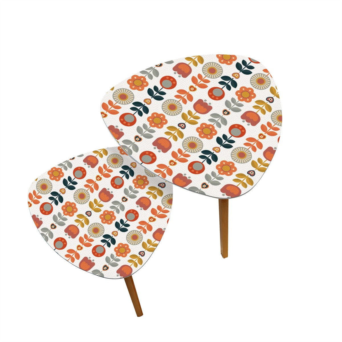 Mid Century Modern Scandinavian Designed Floral Retro Mod Nesting Tables - Mid Century Modern Gal