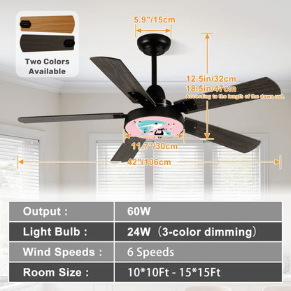 Pink Boomerang Atomic Cat Retr0 Mid Century Modern Ceiling Fan With Light - Mid Century Modern Gal