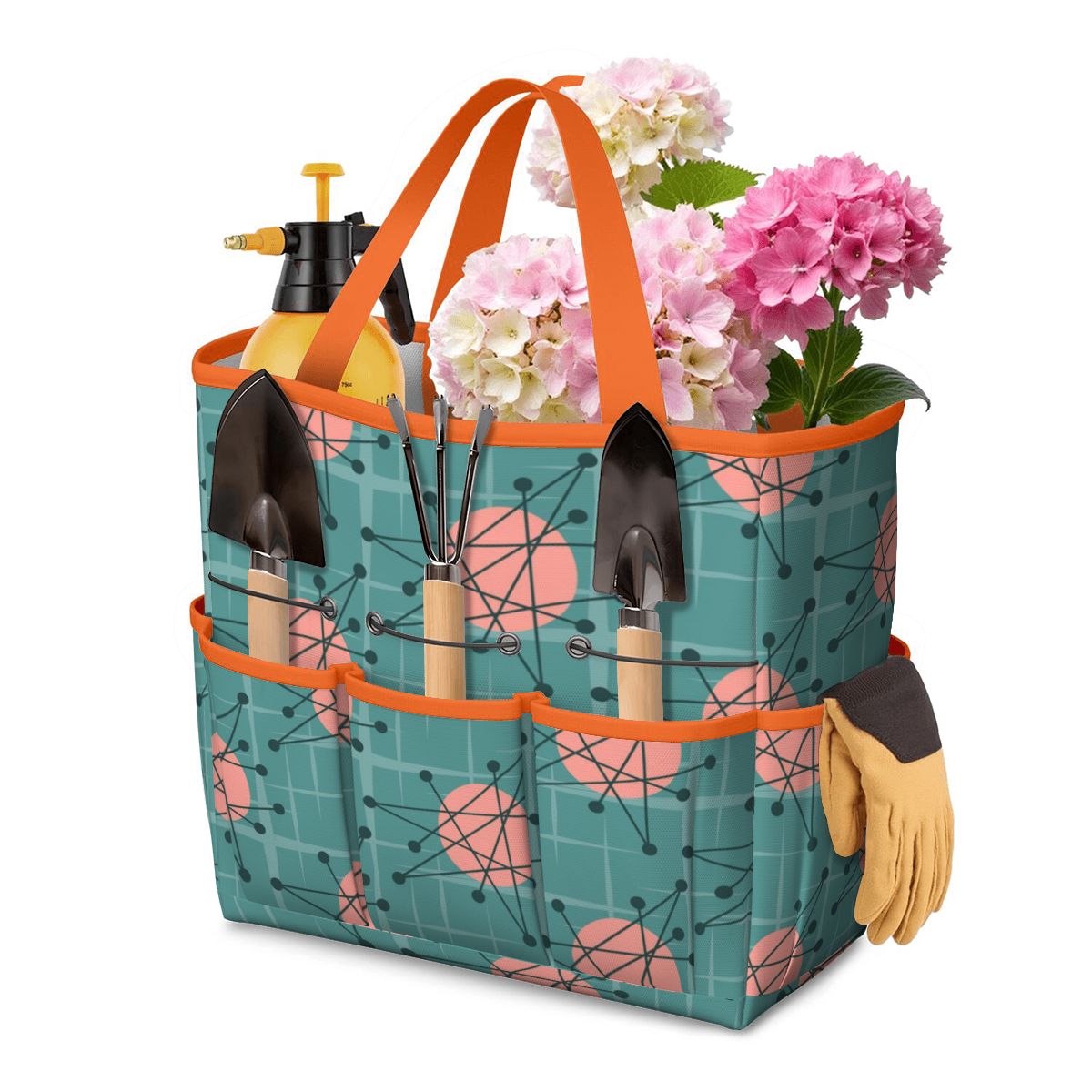 Mid Century Modern Atomic Starburst Teal Pink Garden Tool Bag - Mid Century Modern Gal