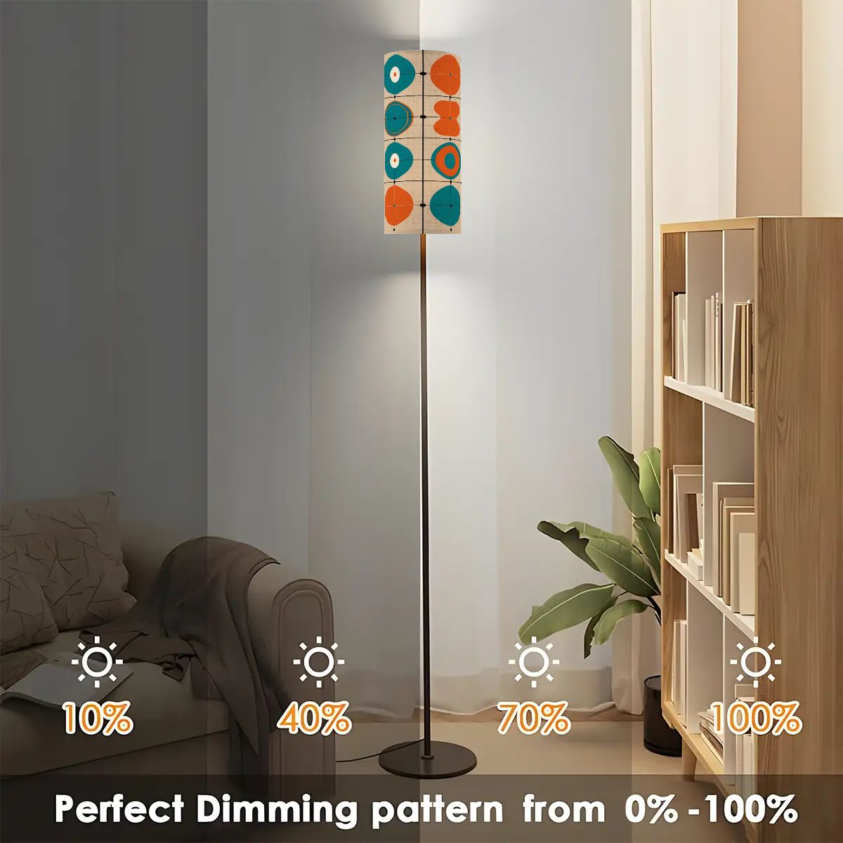 Mid Century Modern Minimalist Teal, Orange Geometric Retro Floor Lamp - Mid Century Modern Gal