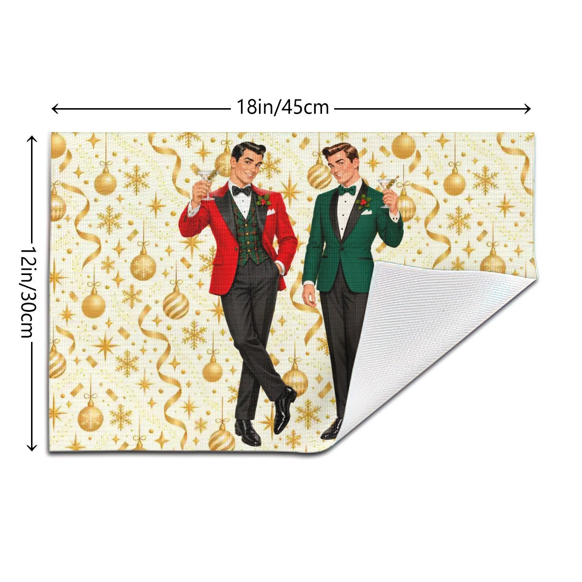 Mid Century Modern Christmas Martini Dapper Gay Male Couple  Placemat 1pc - Mid Century Modern Gal