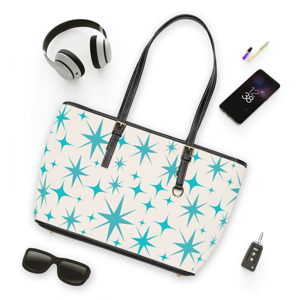 Atomic Starbust, Mid Mod Retro Creamy Vanilla, Aqua Blue Shoulder Bag