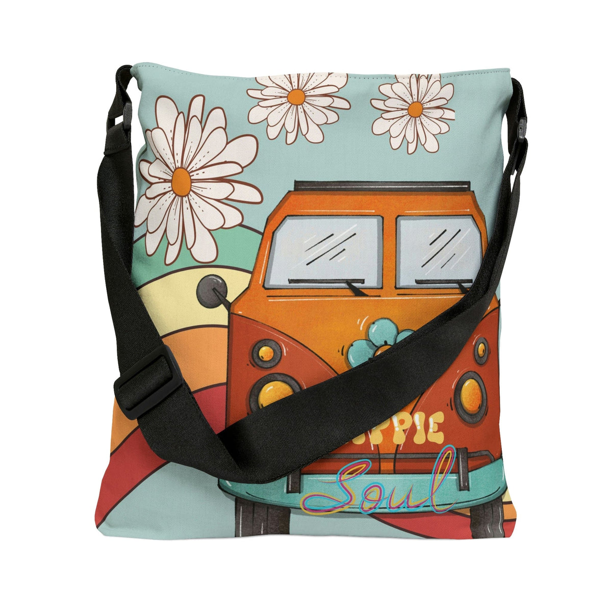 70's Retro Hippie Soul, Hippie Chick Adjustable Tote Bag Bags 16" × 16''