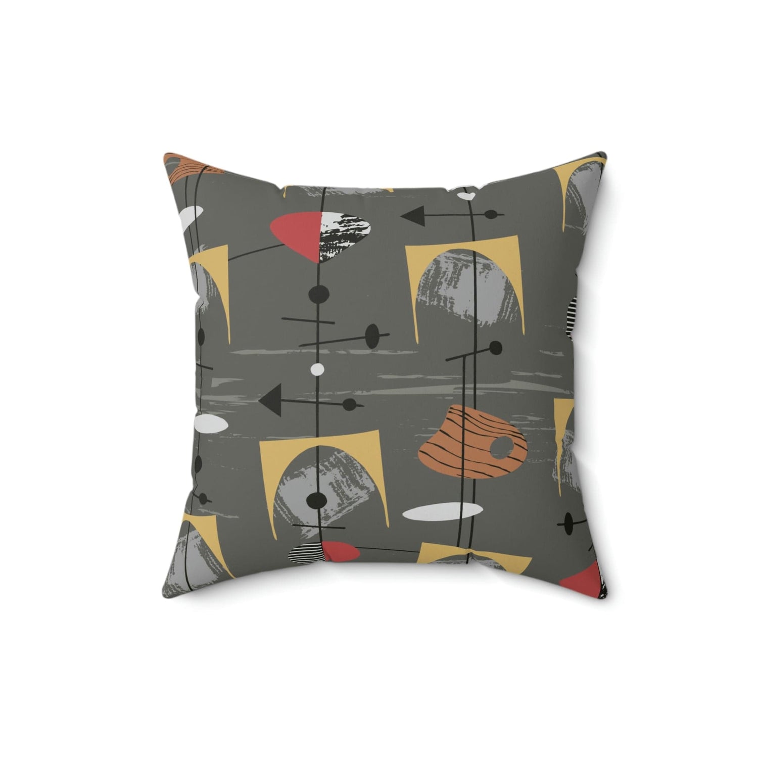 Mid Century Modern, Abstract Charcoal Gray Modern Pillow Case And Insert Home Decor 16&quot; × 16&quot;