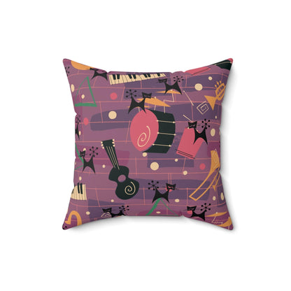 Mid Century Modern Atomic Cats, Jazzy Snazzy Mod Retro Pillow And Insert Home Decor 16&quot; × 16&quot;