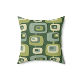 Mid Century Modern, Geometric, Groovy Green, Beige, Abstract, 60s 70s Retro, Mid Mod Pillow Case And Insert Home Decor 16" × 16"