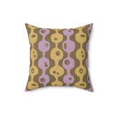 Mid Century Modern Googie Design, Brown, Light Purple, Mustard Yellow Pillow Case And Insert Home Decor 16" × 16"