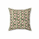 Mid Century Modern Olive Green, Pink, Martini Olive Vibes, Retro Square Pillow Home Decor 16" × 16"