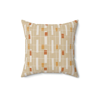 Mid Century Modern Pillow Decor, Bone Beige, Geometric, Rust,Retro Pillow Cover And Insert Home Decor 16&quot; × 16&quot;
