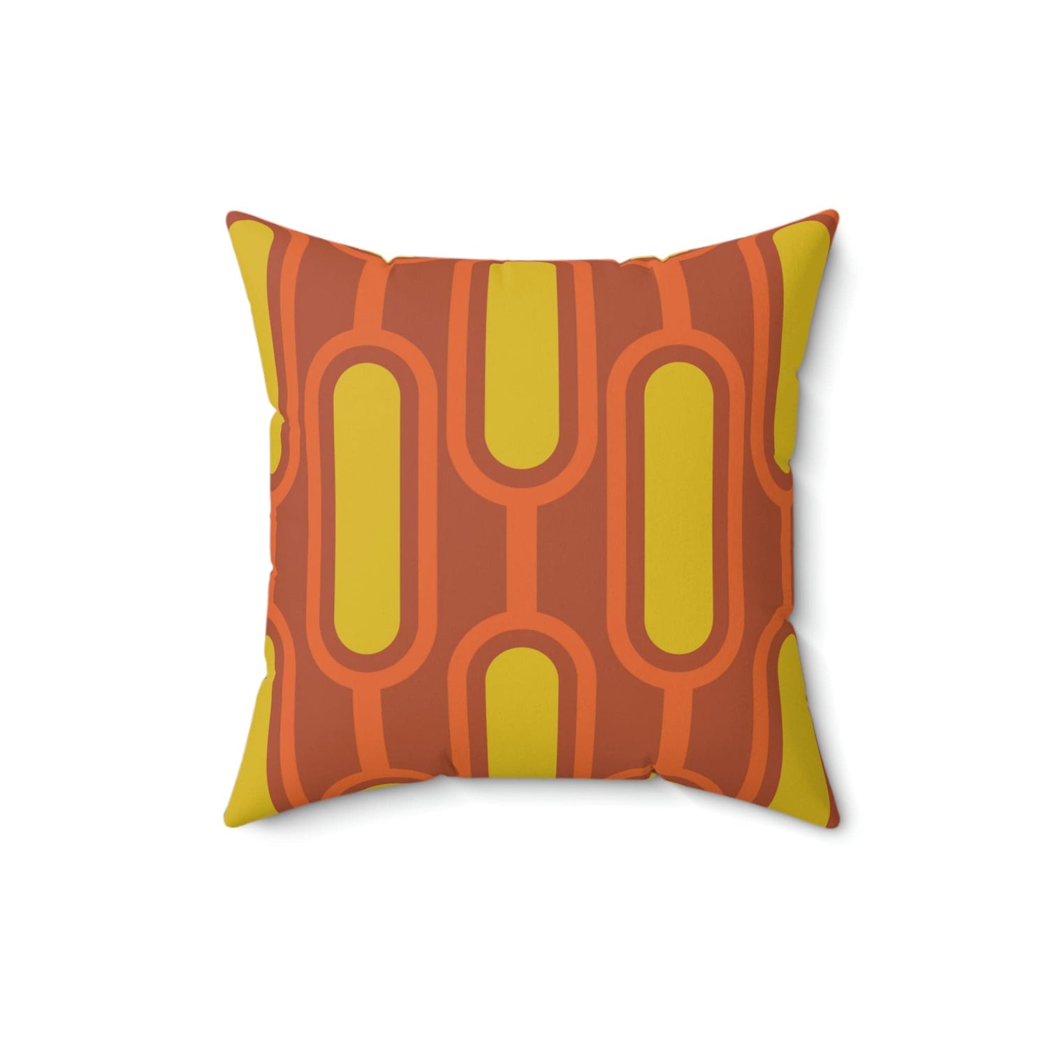 Mod Orange, Mustard Yellow, Groovy Mid Century Modern Pillow Case And Insert Home Decor 16&quot; × 16&quot;