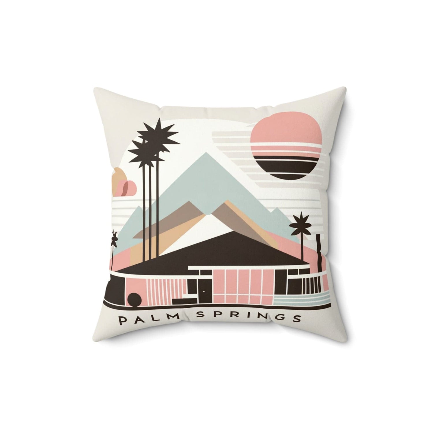 Palm Spring California, Minimalist Mid Century Modern Design, Pillow And Insert Home Decor 16&quot; × 16&quot;