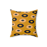 Retro Records, Groovy Mid Century Modern Mustard Yellow Pillow Case And Insert Home Decor 16" × 16"