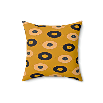 Retro Records, Groovy Mid Century Modern Mustard Yellow Pillow Case And Insert Home Decor 16&quot; × 16&quot;