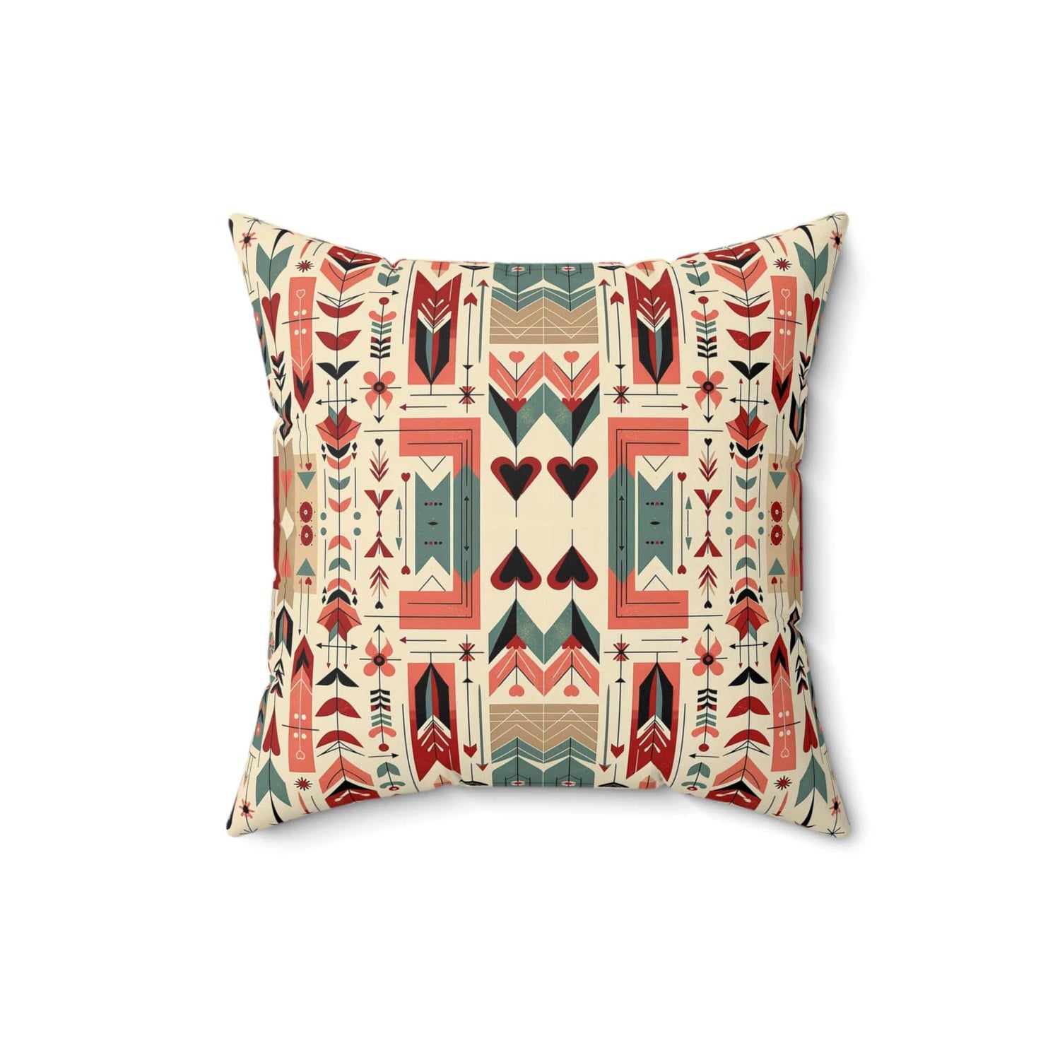 Scandinavian Folk Art Modern Danish Design, Mid Century Modern Pillow And Insert Home Decor 16&quot; × 16&quot;