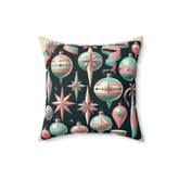 Shiny Brite Ornaments Mid Century Modern Christmas Pillow, Pink, Aqua, MCM Pillow And Insert Home Decor 16" × 16"