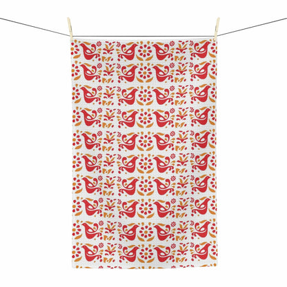 Friendship Red, Golden Yellow, Scandi Modern Danish Soft Tea Towel Home Decor 16&