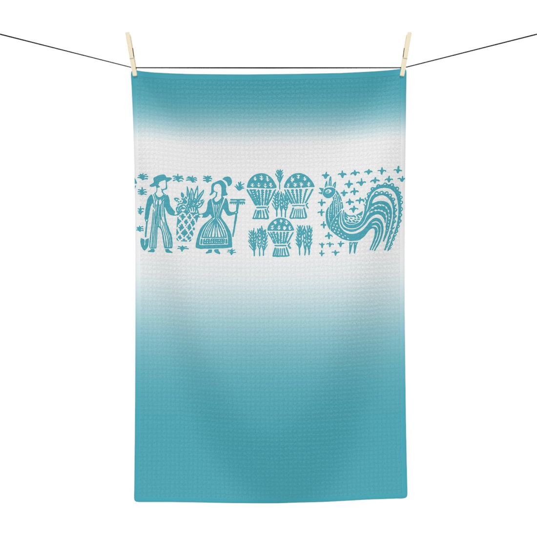 Pyrex Butterprint, Blue, Kitschy Mod 50s Soft Tea Towel Home Decor 16&