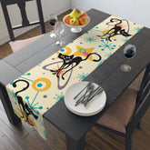 Atomic Cats, Kitschy Kitchen Mid Century Modern Table Runner Home Decor 16" × 72" / Cotton Twill