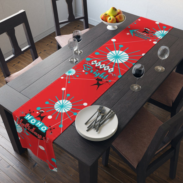 Atomic 50's Red, Atomic Cat, Holiday, Mid Mod Table Runner