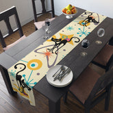 Atomic Cats, Kitschy Kitchen Mid Century Modern Table Runner Home Decor 16" × 90" / Cotton Twill