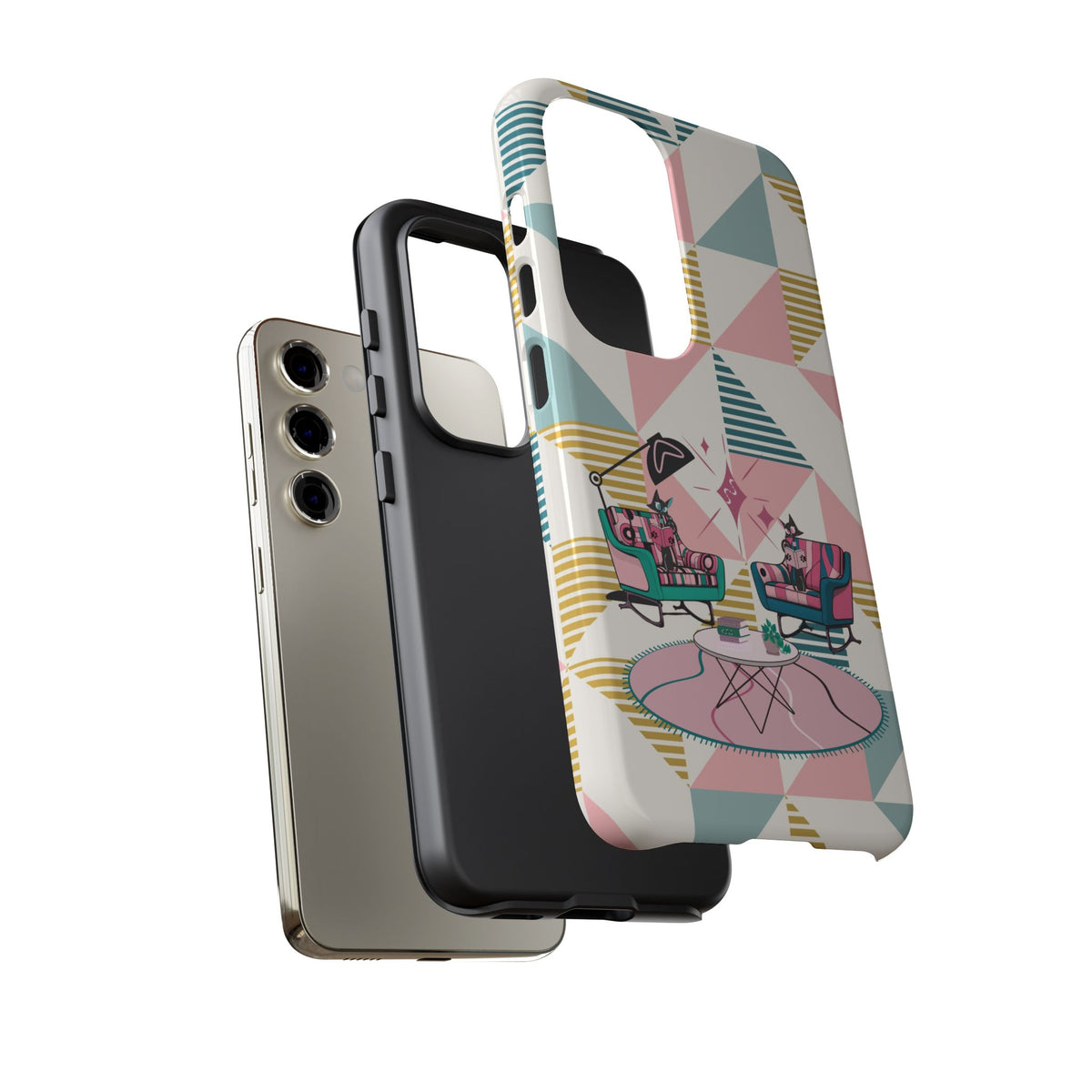 Atomic Cats Reading, Book Talk, Book Lover, Retro Chic Phone Case with Retro Vibe - Cozy Living Room Design
