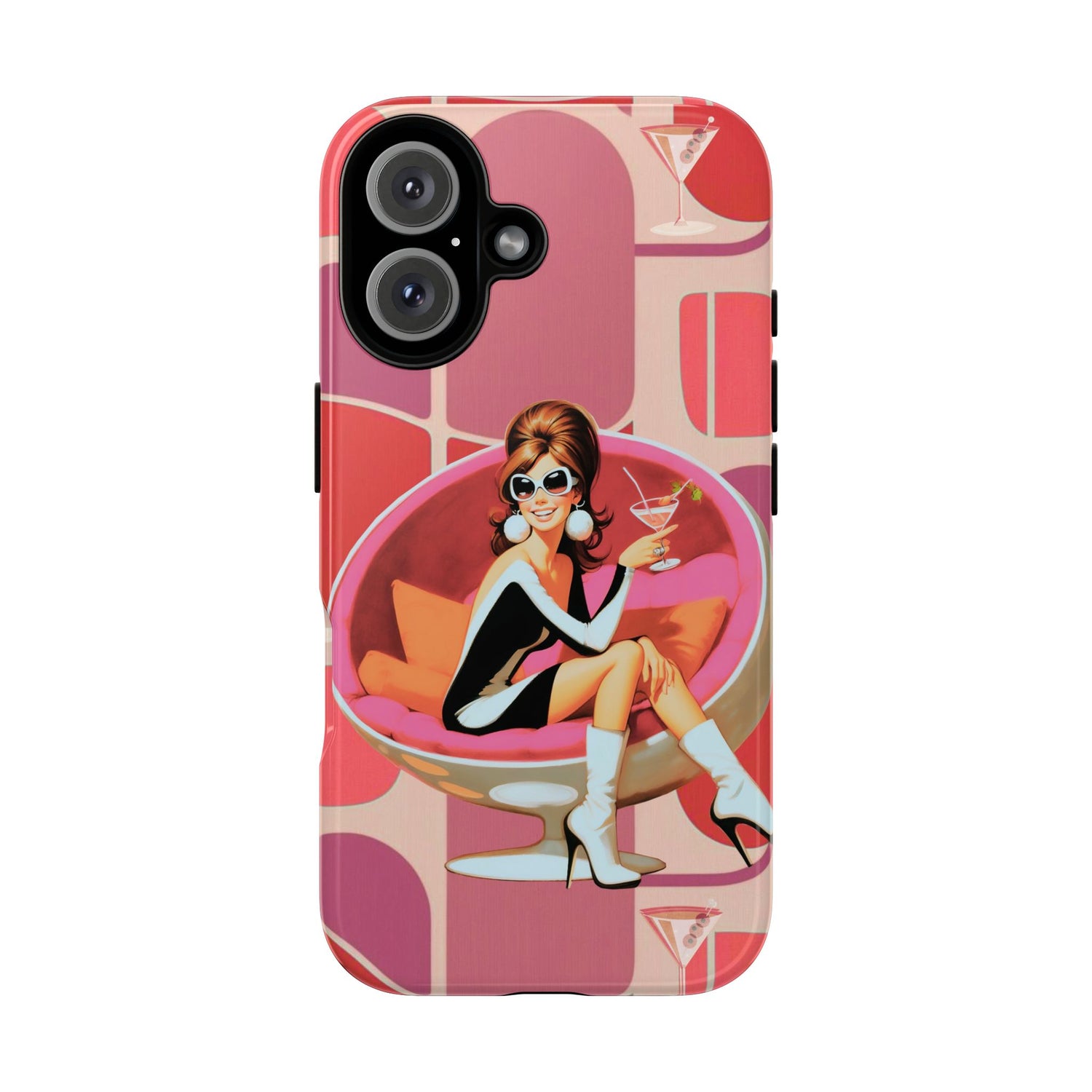 Mid Mod 60s Mod Gal, Kick Back Enjoy, Retro Chic Phone Case with Cocktail Design - Mid Century Modern Gal