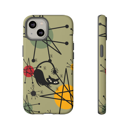 Mid Century Modern Atomic Cat, Retro Chic Groovy Mod Samsung, Smart Phone Tough Cases