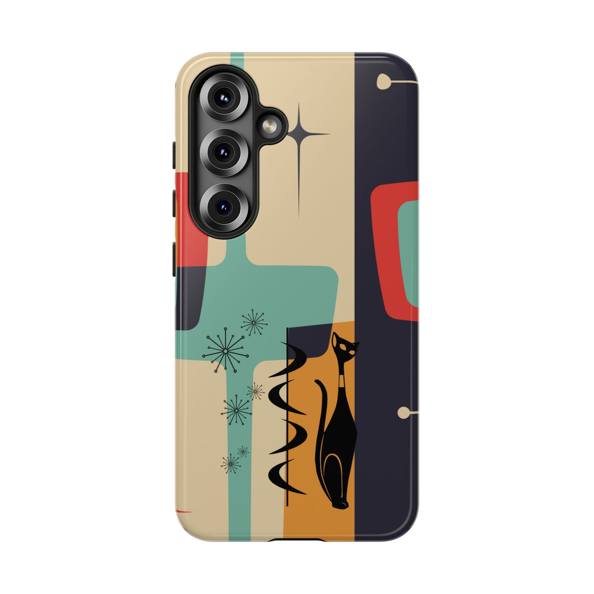 Mid Century Modern, Geometric, Atomic Cat Groovy Smart Phones Tough Phone Cases