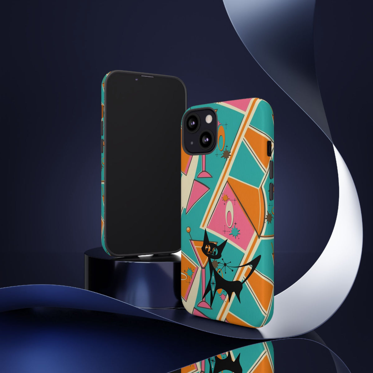 Atomic Cat Mid Mod Retro Cat Phone Case - Tough Cases for Stylish Cat Lovers