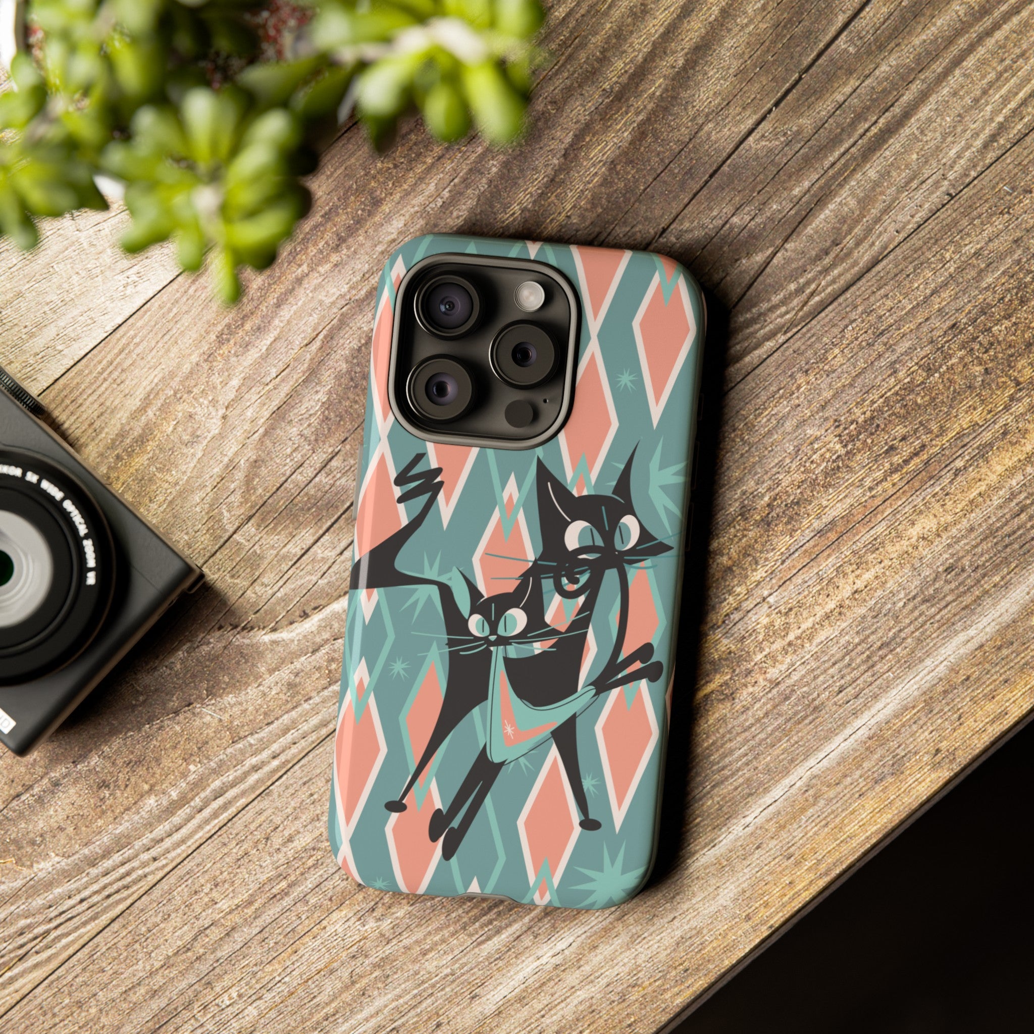 Mid Mod Atomic Cat Kitschy Retro Chic Samsung, Smart Phone Tough Cases