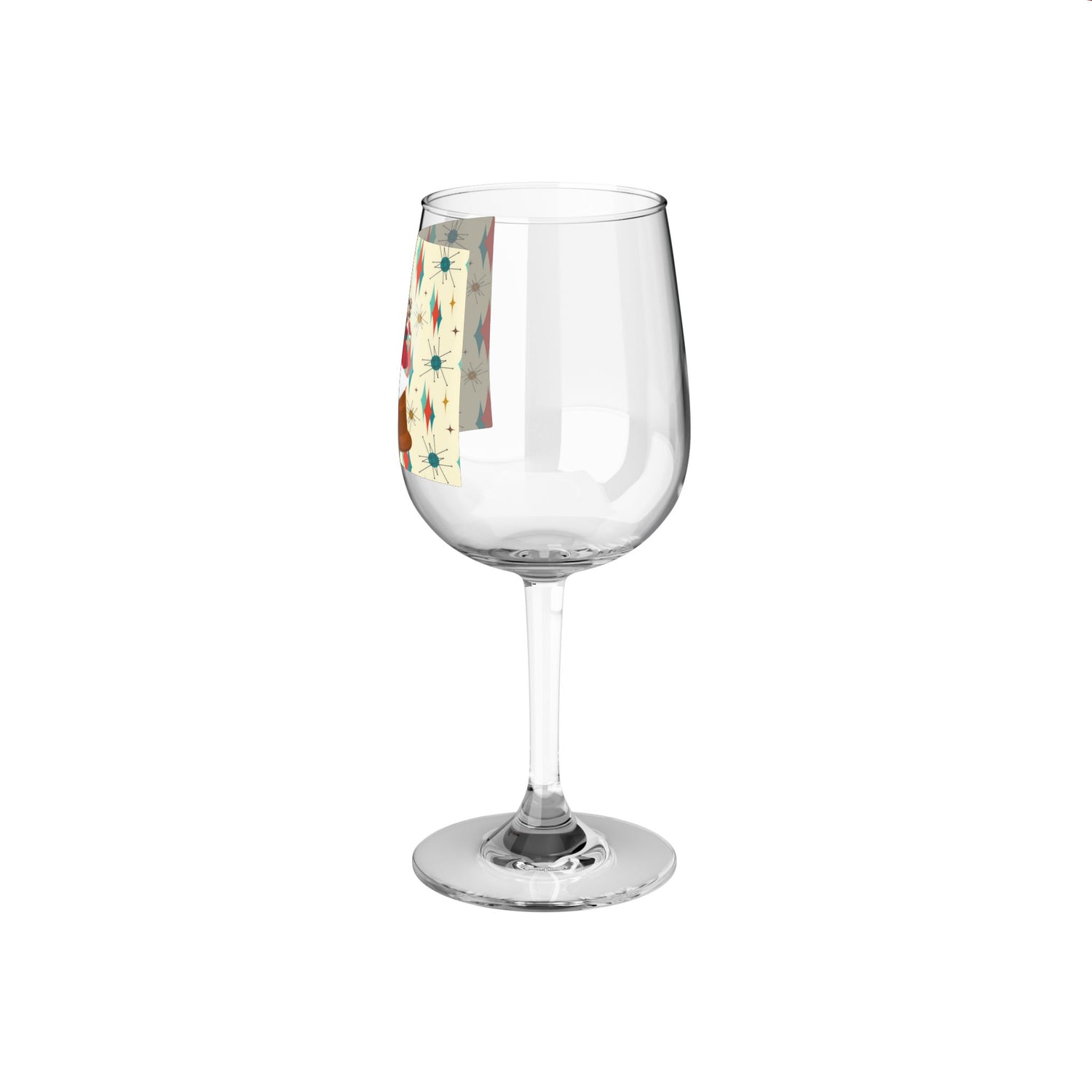 Mid Century Modern Christmas Kitsch Wine Glass