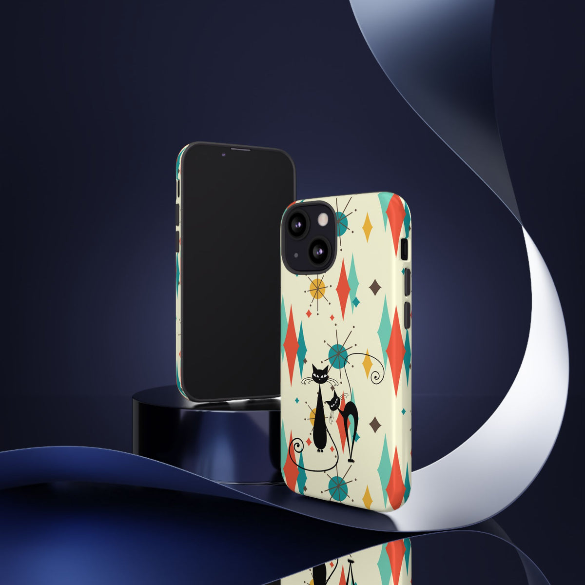 Atomic Kitty Cat, Mid Mod Franciscan Pattern, Kitsch Tough Phone Cases