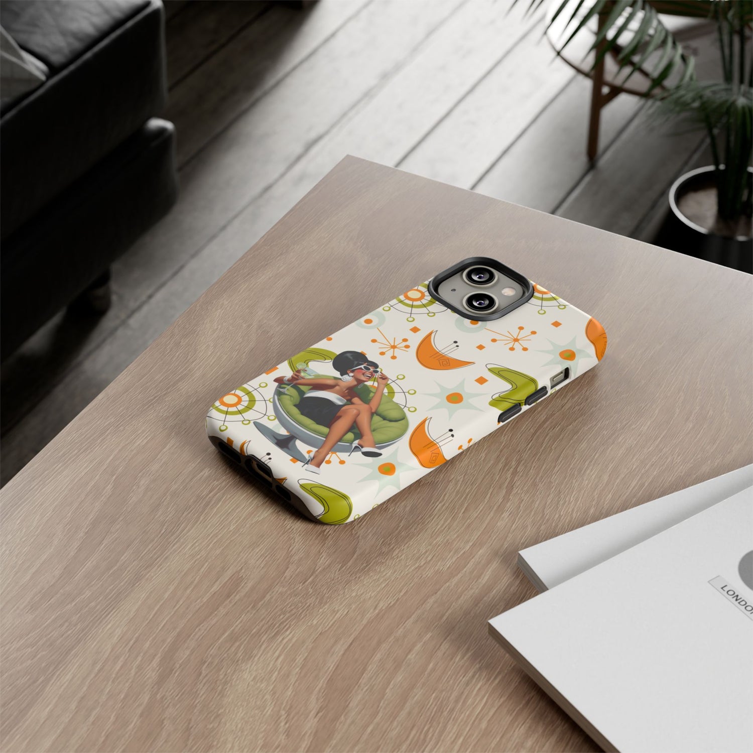 Mid Century Modern Atomic Starburst Mid Mod 60s Gal Retro Chic Tough Phone Case with Vintage Glamour Design